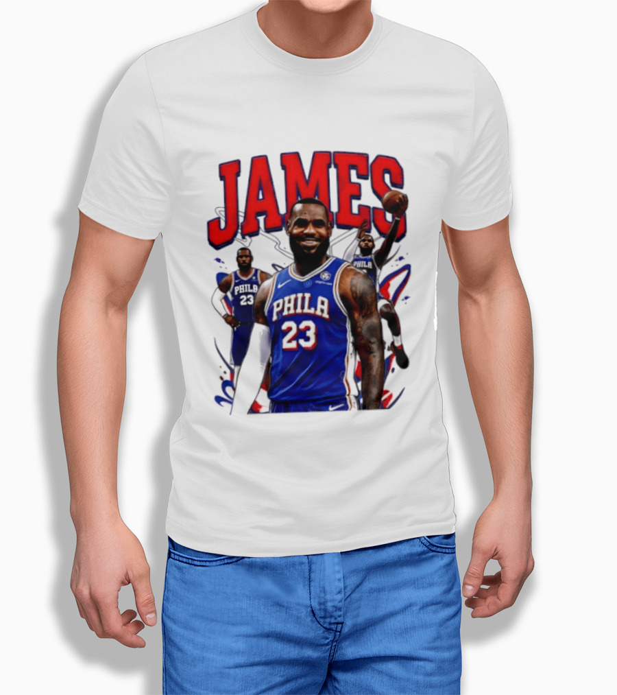 Philadelphia 76ers LeBron James 2026 Basketball Player T-Shirt