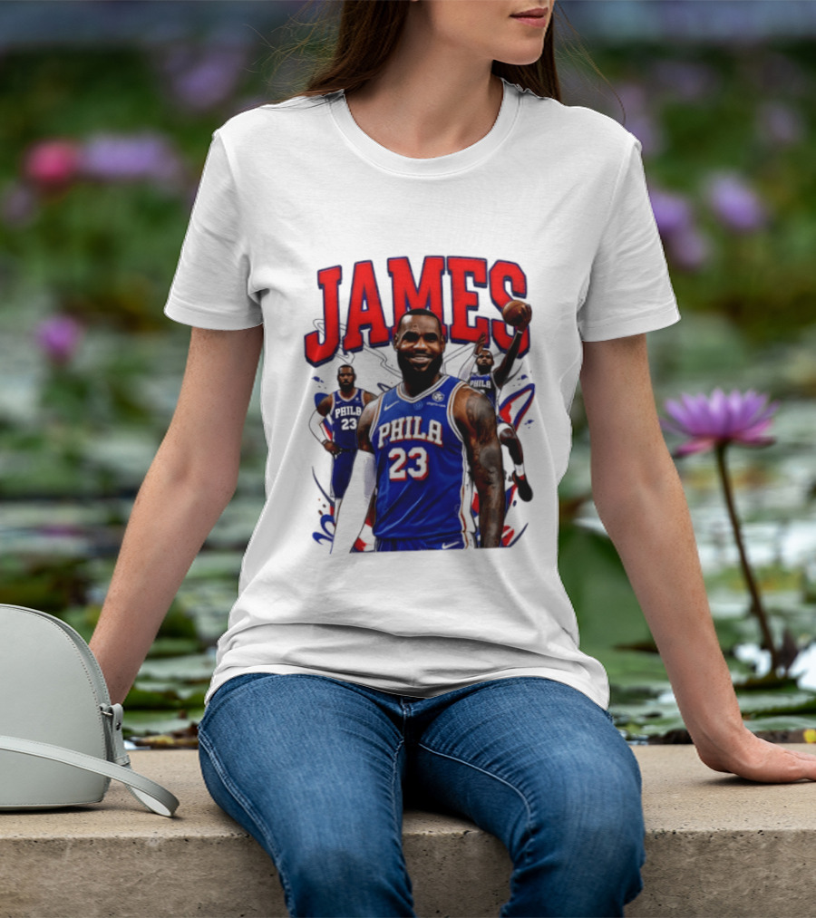 Philadelphia 76ers LeBron James 2026 Basketball Player T-Shirt