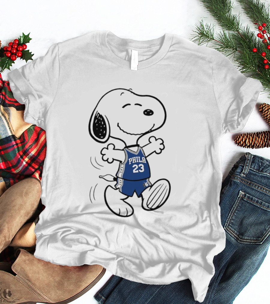 Snoopy Philly 23 Basketball Peanuts X LeBron James Philadelphia Sixer T-Shirt