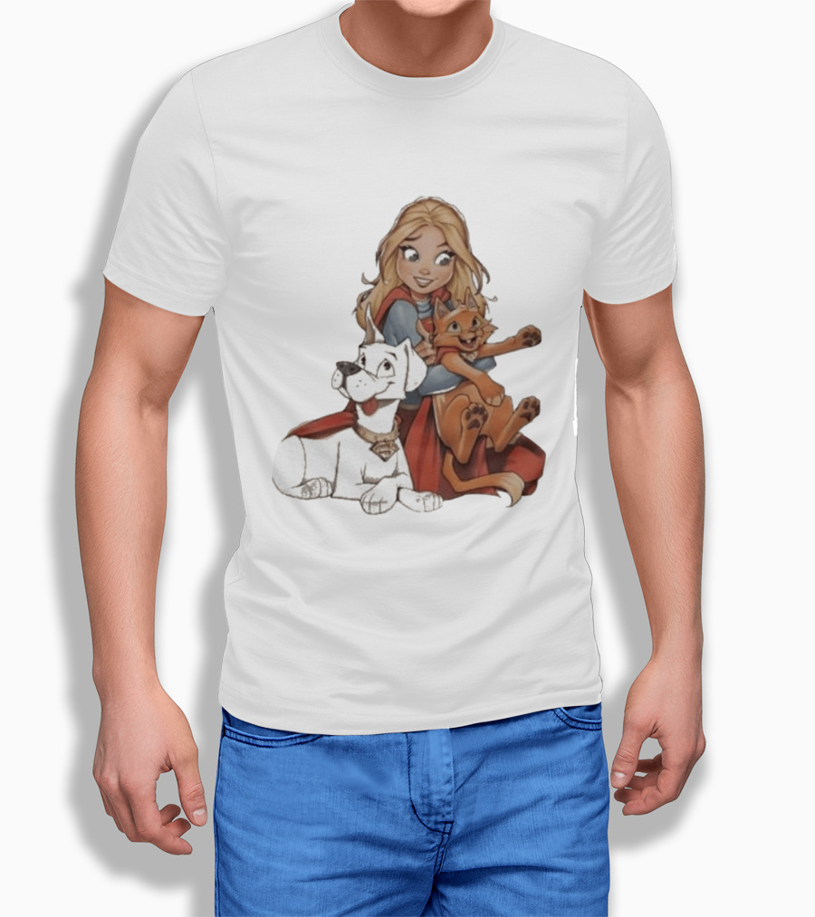 Supergirl Krypto Streaky Cartoon Characters Fun T-Shirt