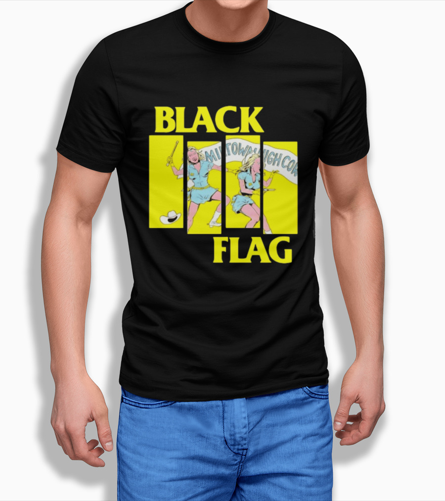 Black Flag Midtown High Comix Punk Rock Mid 20th Century T-Shirt