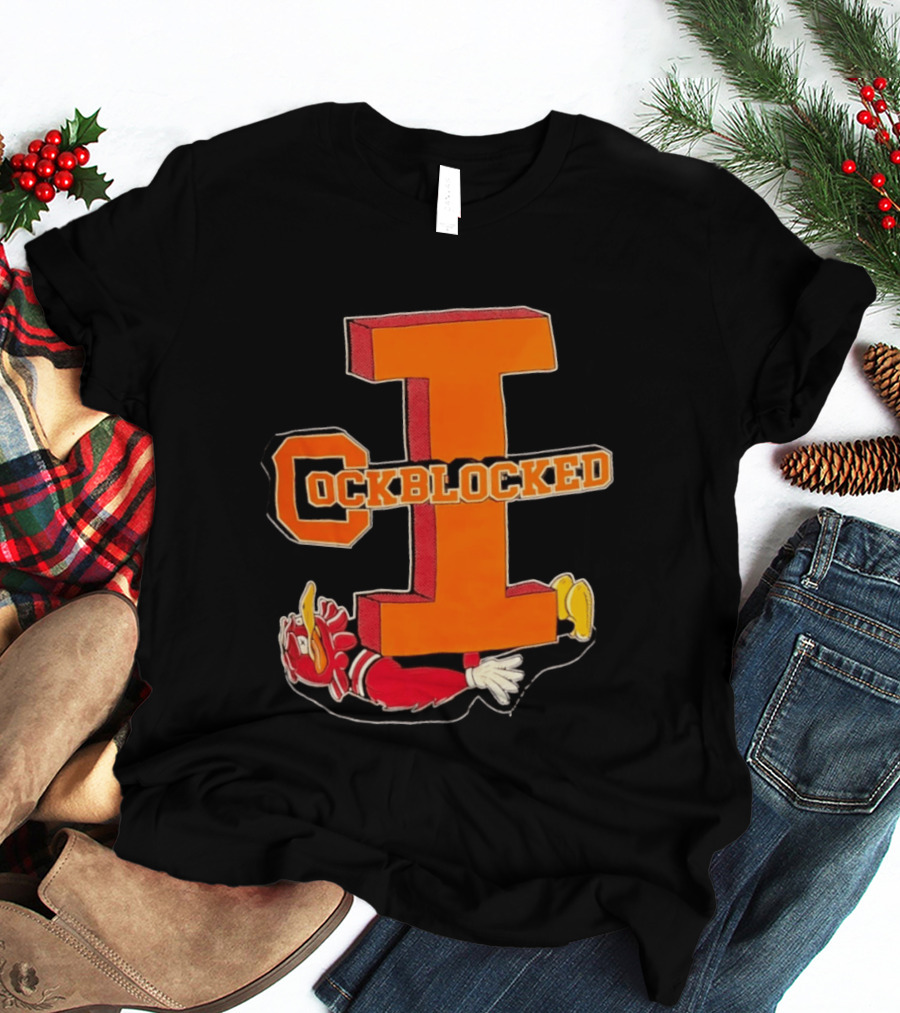 Cockblocked Illinois Fighting Illini Big I Defeat T-Shirt