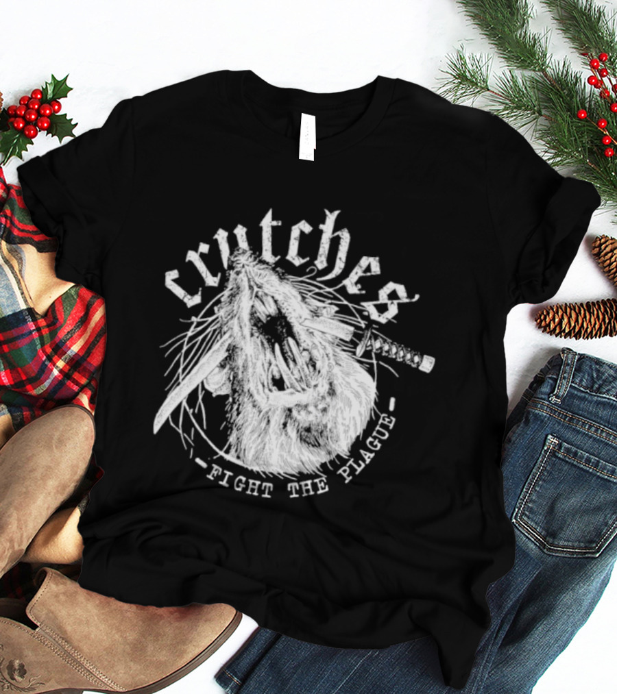 Crutches Fight The Plague Punk Hardcore Twig T-Shirt