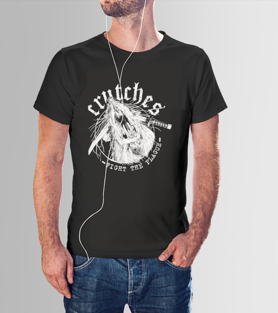 Crutches Fight The Plague Punk Hardcore Twig T-Shirt