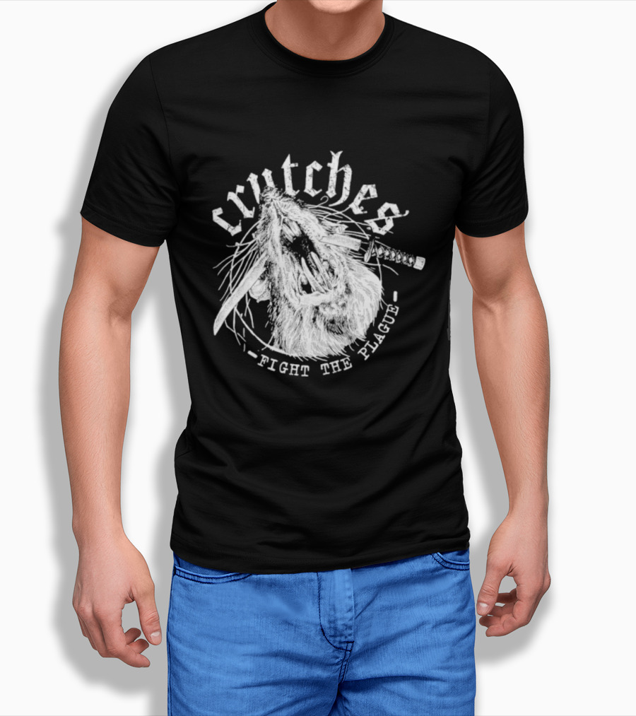 Crutches Fight The Plague Punk Hardcore Twig T-Shirt