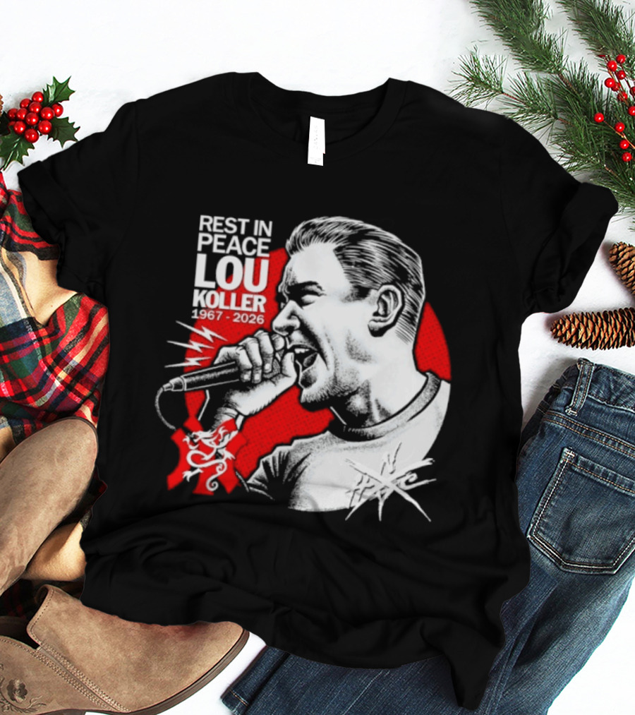 Rest In Peace Lou Koller 1967 2026 HxC Microphone Art Red And White T-Shirt