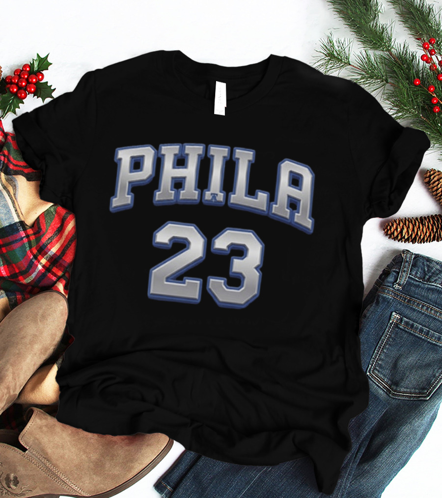 LeBron James 23 Philly Sixers Basketball Two Sided T-Shirt