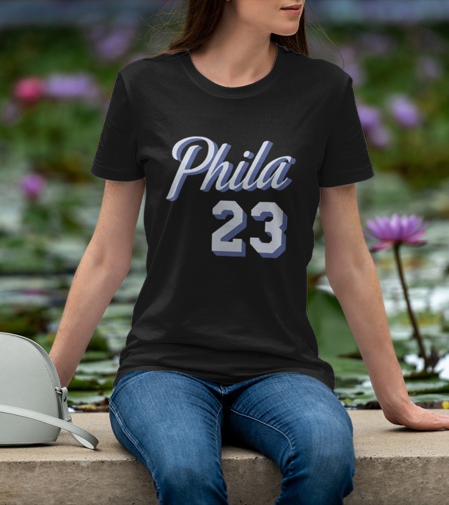 LeBron James 23 Phila 23 Philadelphia 76ers NBA Basketball Two Sided T-Shirt