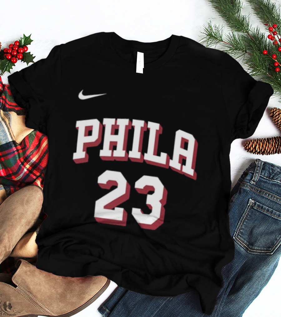LeBron James 23 Phila 76ers Name Number Royal Nike T-Shirt