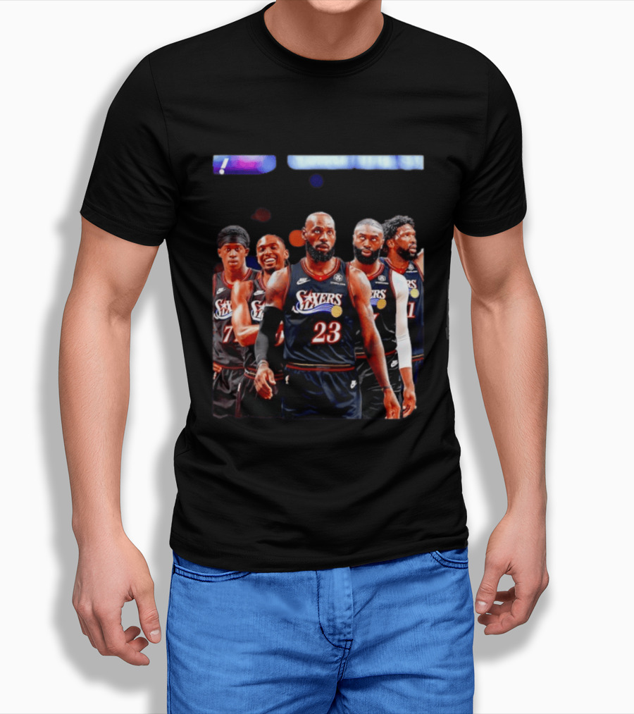 Tyrese Maxey VJ Edgecombe Jaylen Brown LeBron James Joel Embiid Sixers T-Shirt