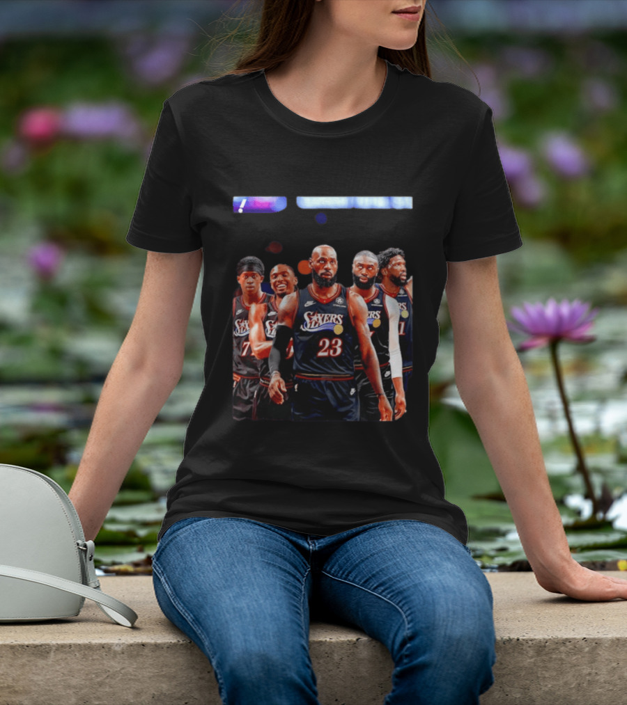 Tyrese Maxey VJ Edgecombe Jaylen Brown LeBron James Joel Embiid Sixers T-Shirt