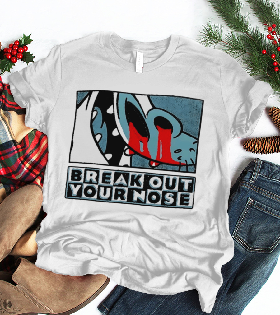 Break Out Your Nose Comic Style Cartoon With Red Accent T-Shirt