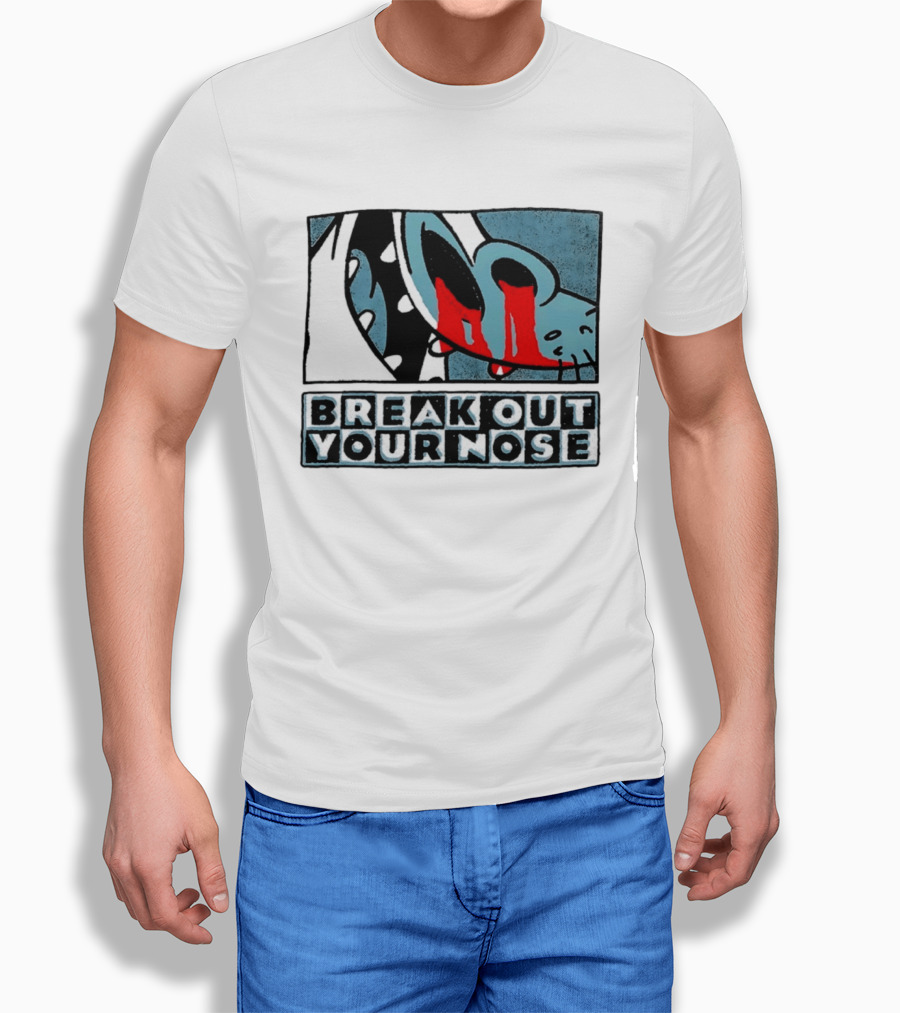 Break Out Your Nose Comic Style Cartoon With Red Accent T-Shirt