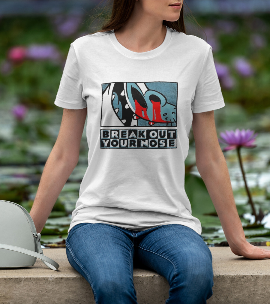 Break Out Your Nose Comic Style Cartoon With Red Accent T-Shirt