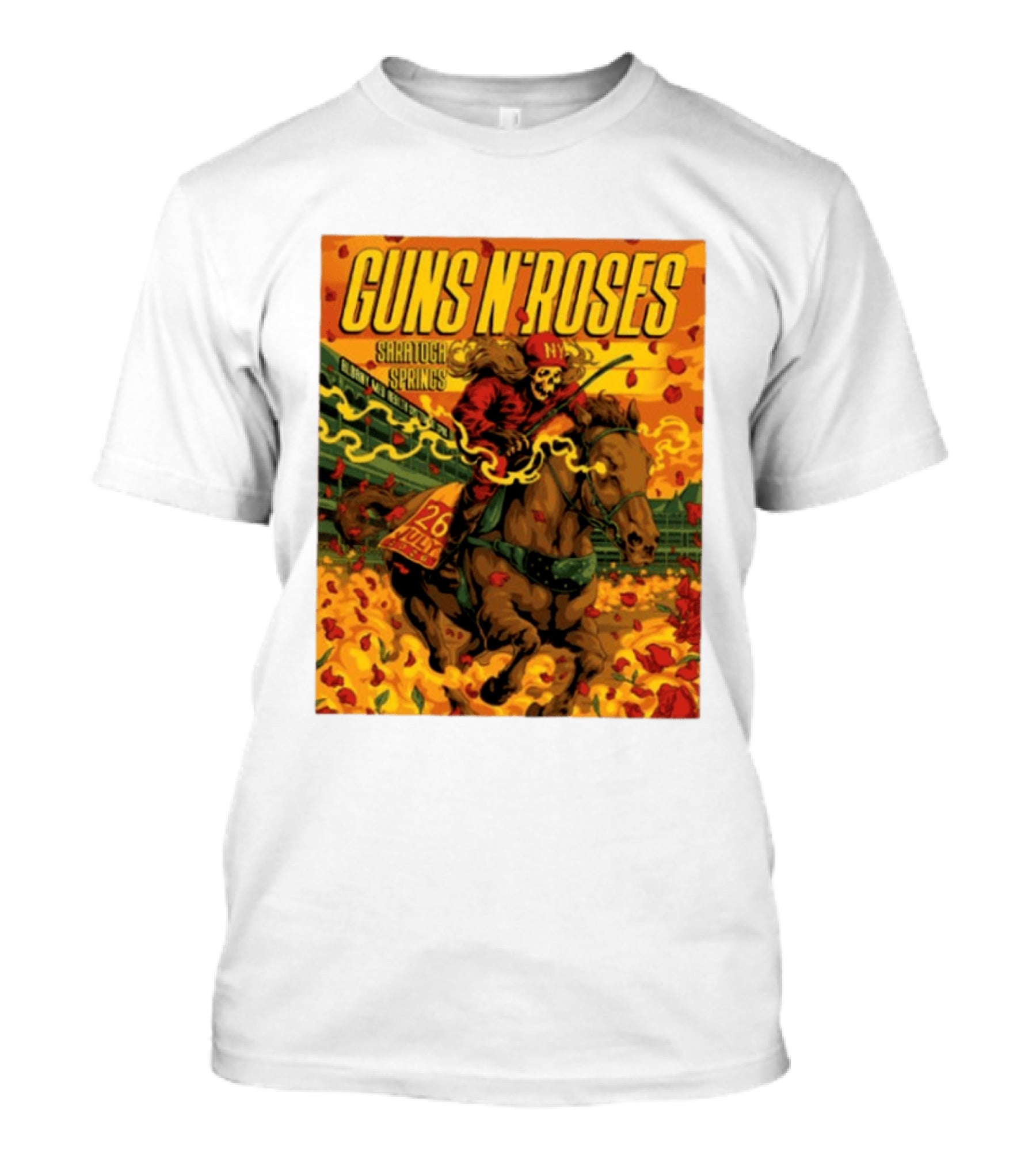 Guns N' Roses Saratoga Springs July 26 2026 Equestrian Skull Rider NY Event T-Shirt