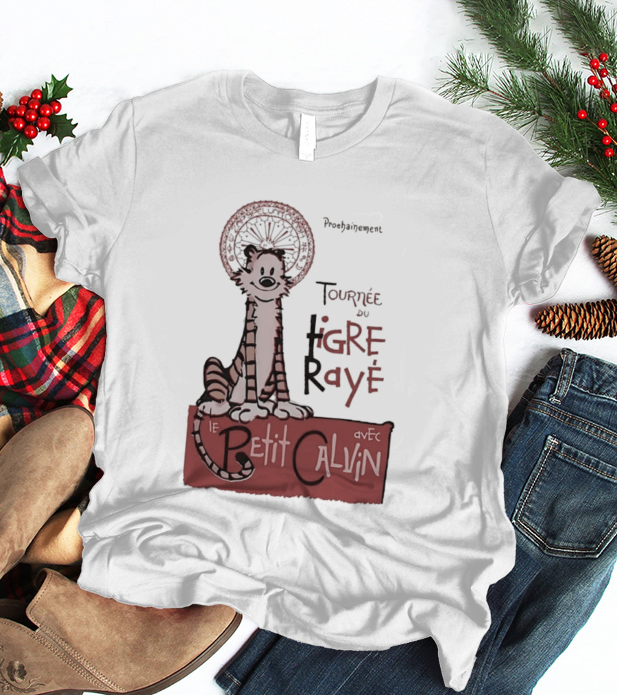 Tournée Du Tigre Raye Le Petit Calvin Avec Hobbes T-Shirt