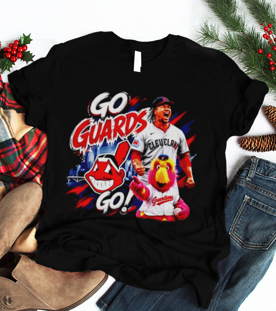 Jose Ramirez Cleveland Guardians Go Guards Go City Skyline Baseball Cheers T-Shirt