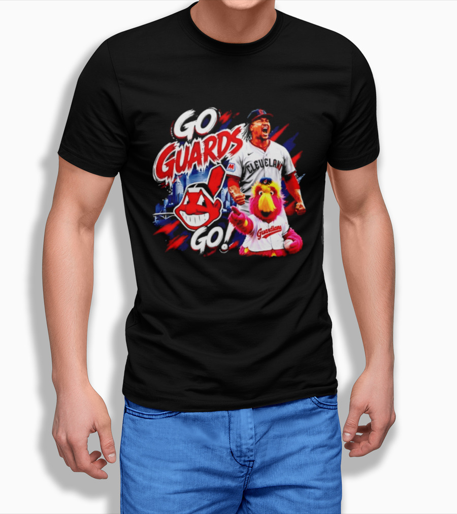 Jose Ramirez Cleveland Guardians Go Guards Go City Skyline Baseball Cheers T-Shirt