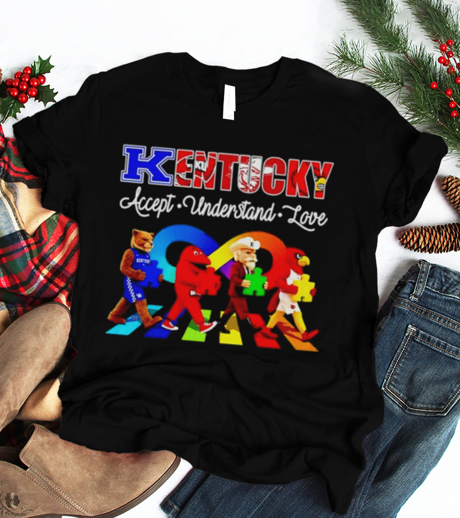 Kentucky Accept Understand Love Louisville Cardinals Puzzle Piece Parade T-Shirt