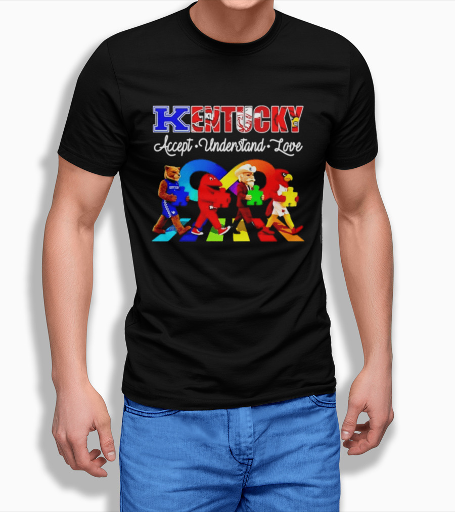 Kentucky Accept Understand Love Louisville Cardinals Puzzle Piece Parade T-Shirt