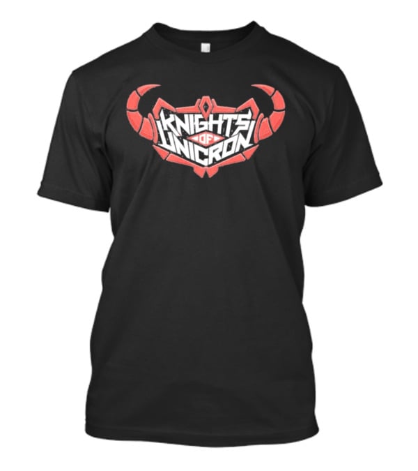 Knights Of Unicron Red Horned Icon With Stylized Text And Horns T-Shirt