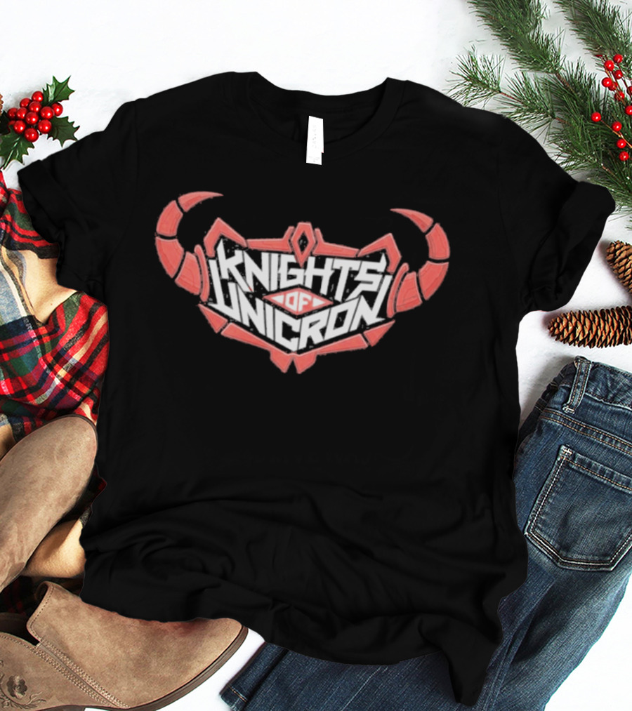 Knights Of Unicron Red Horned Icon With Stylized Text And Horns T-Shirt