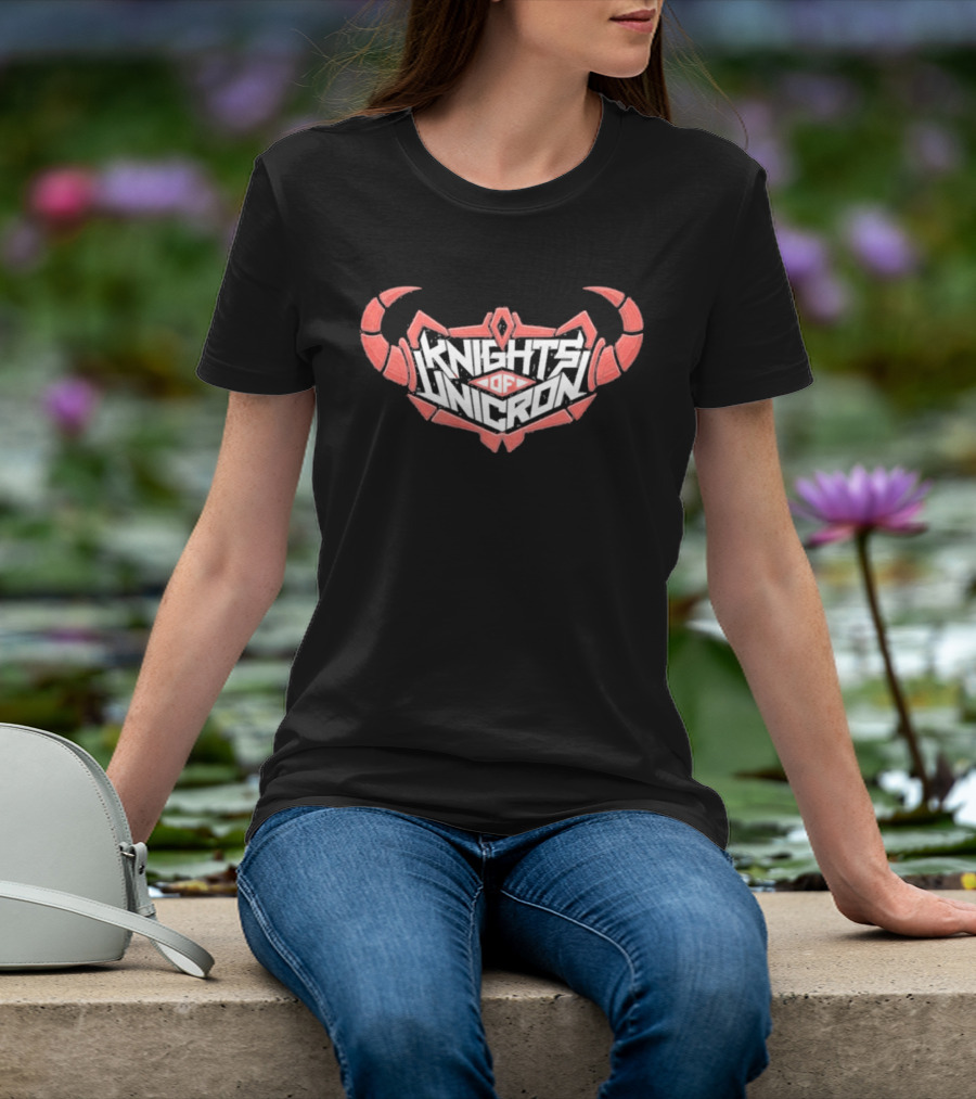 Knights Of Unicron Red Horned Icon With Stylized Text And Horns T-Shirt
