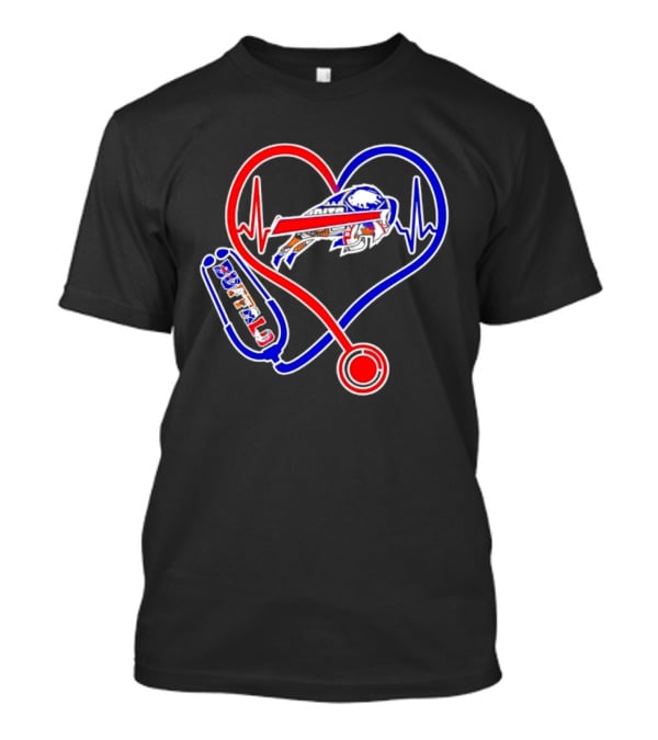 Buffalo Bills Sabres Heartbeat Stethoscope Red White Blue T-Shirt