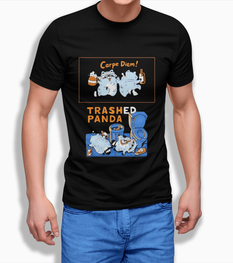 Carpe Diem Trashed Panda Raccoon Beer And Toilet Humor T-Shirt