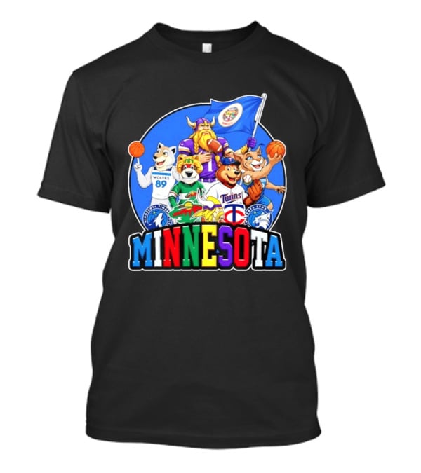 Minnesota Vikings Timberwolves Wild Twins Lynx Mascots And Logos Collection T-Shirt