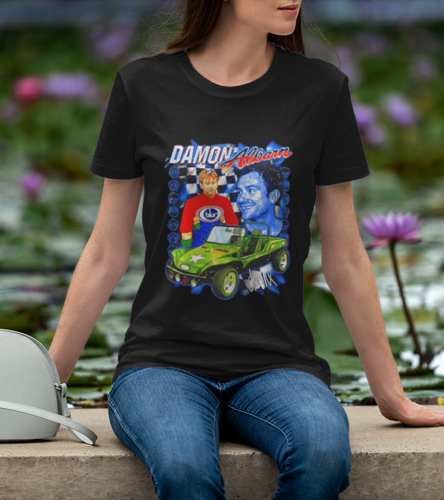 Damon Albarn Blur Gorillaz Geep Britpop Star Damon Albarn Imagery Checkerboard T-Shirt