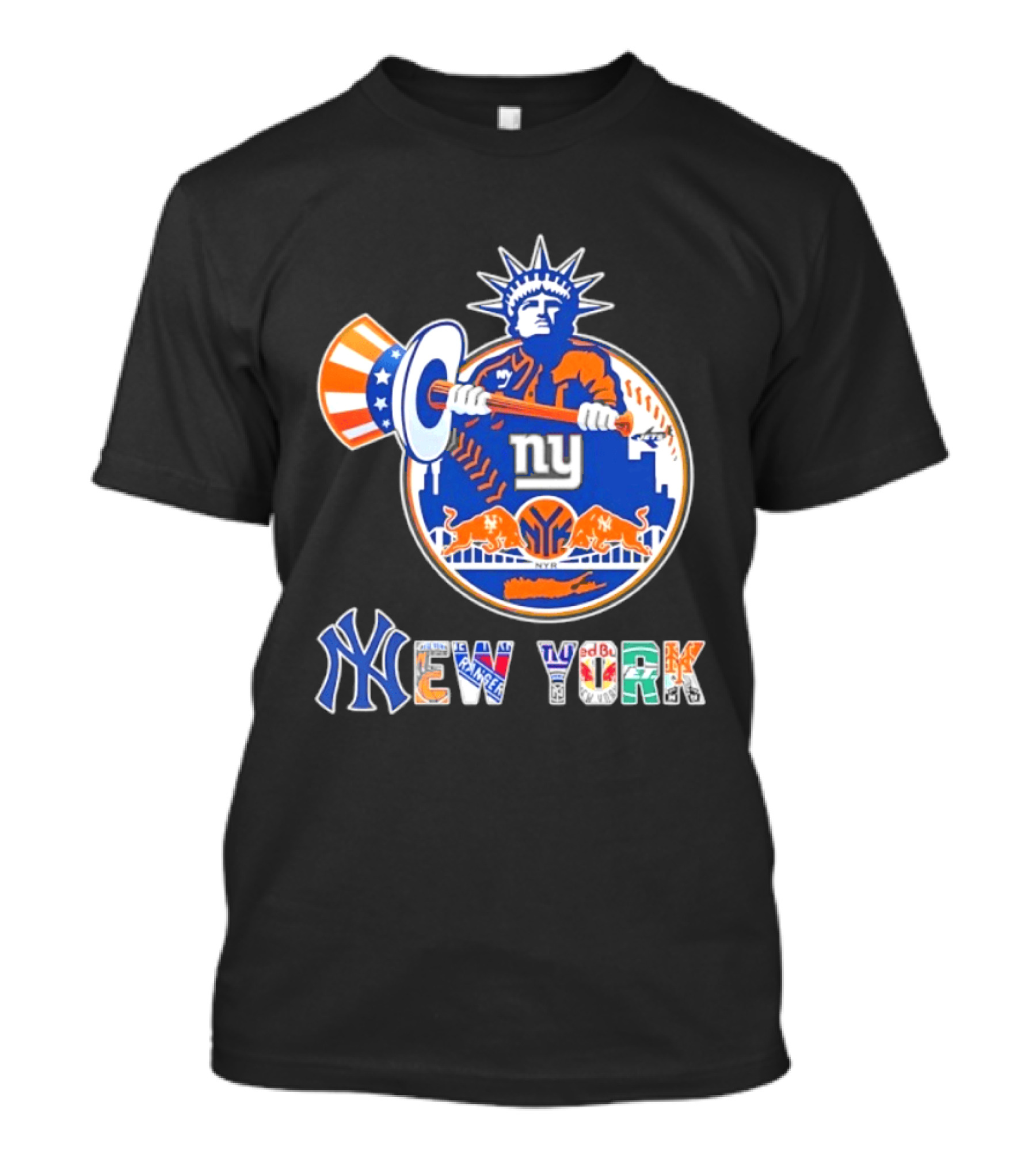 New York Liberty Skyline Sports Teams Knicks Mets Yankees T-Shirt