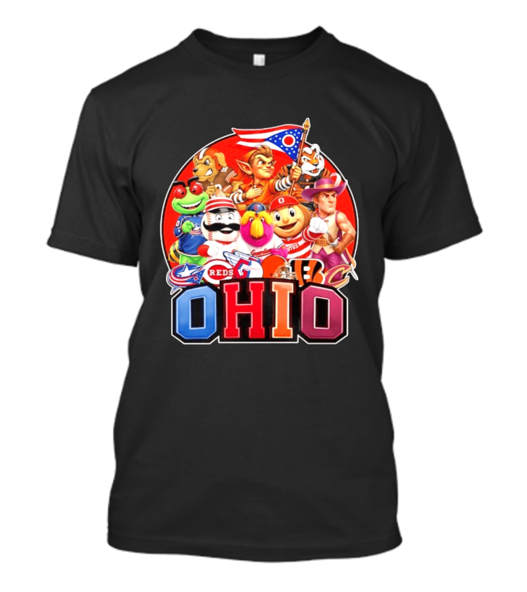 Ohio Sports Teams Mascots Cleveland Guardians Reds Bengals Browns Buckeyes Reds Crew Indians Fan T-Shirt