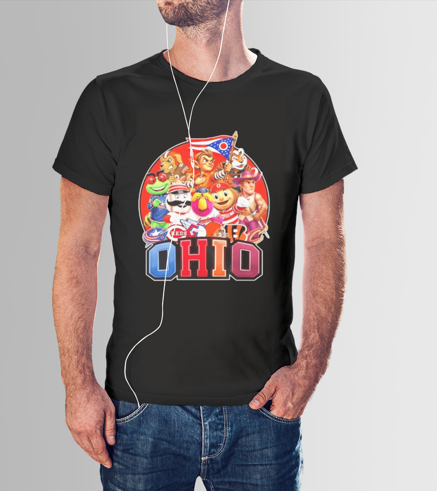 Ohio Sports Teams Mascots Cleveland Guardians Reds Bengals Browns Buckeyes Reds Crew Indians Fan T-Shirt