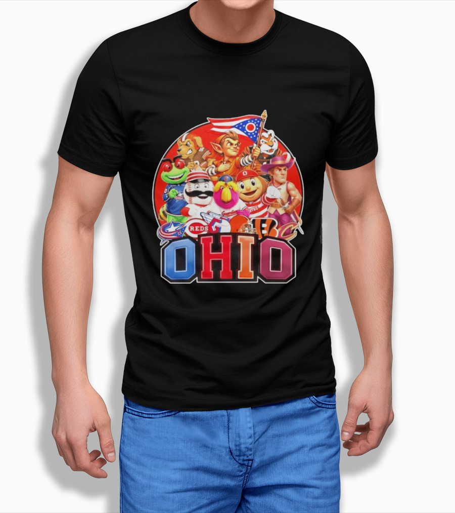 Ohio Sports Teams Mascots Cleveland Guardians Reds Bengals Browns Buckeyes Reds Crew Indians Fan T-Shirt