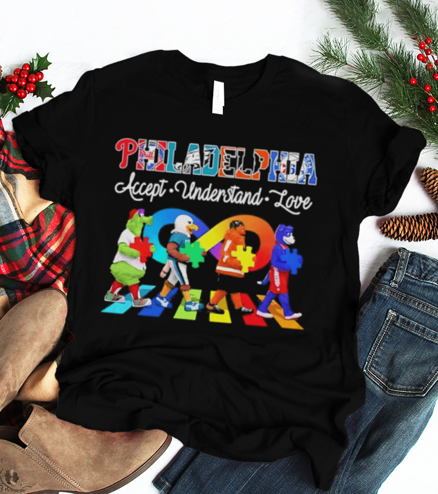 Philadelphia Mascots Accept Understand Love Puzzle Parade T-Shirt