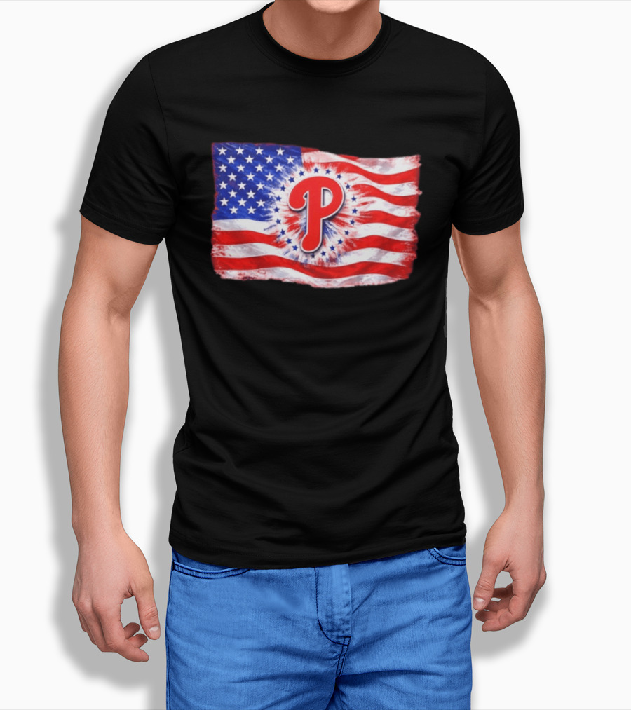 Phillies Patriotic American Flag Philadelphia Baseball 250th Anniversary Independence Day T-Shirt