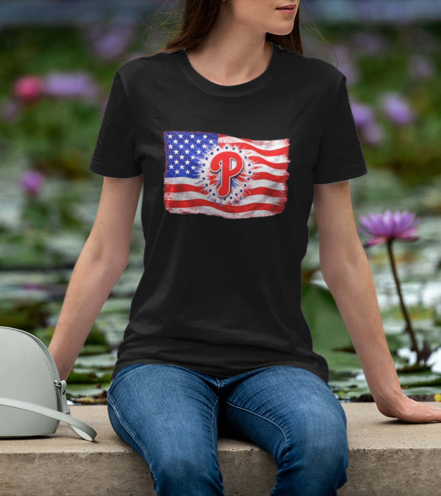 Phillies Patriotic American Flag Philadelphia Baseball 250th Anniversary Independence Day T-Shirt