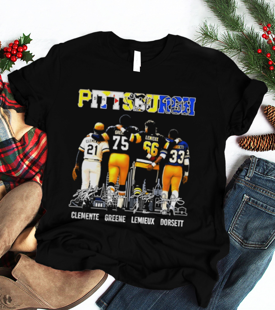 Pittsburgh Sports Legends Clemente Greene Lemieux Dorsett T-Shirt