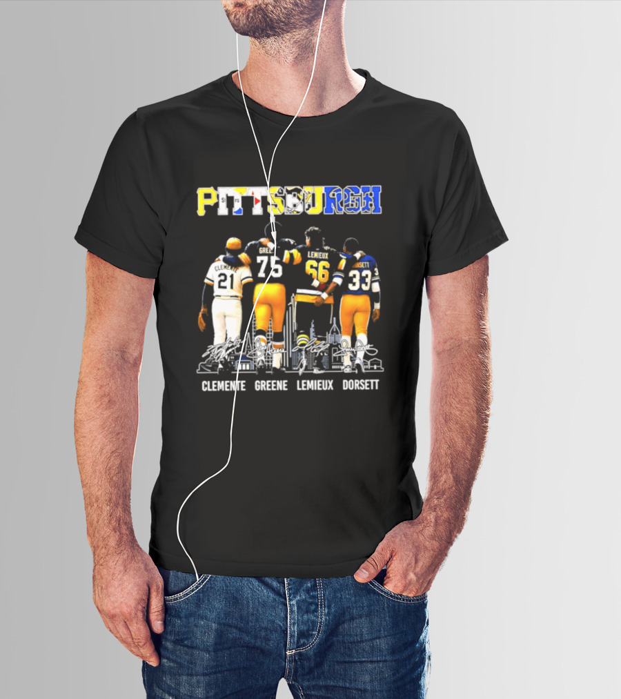 Pittsburgh Sports Legends Clemente Greene Lemieux Dorsett T-Shirt