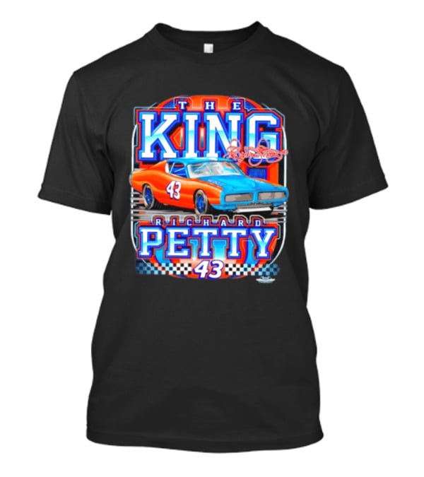 Richard Petty The King No 43 NASCAR Racing Car Checkered Flag T-Shirt