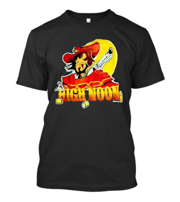 It's High Noon Cowboy With Red Cape And Pistol In Front Of Yellow Sun T-Shirt