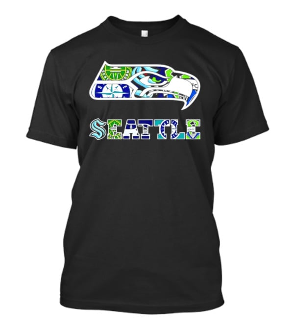 Seattle Seahawks Mariners Kraken Sounders Collage T-Shirt