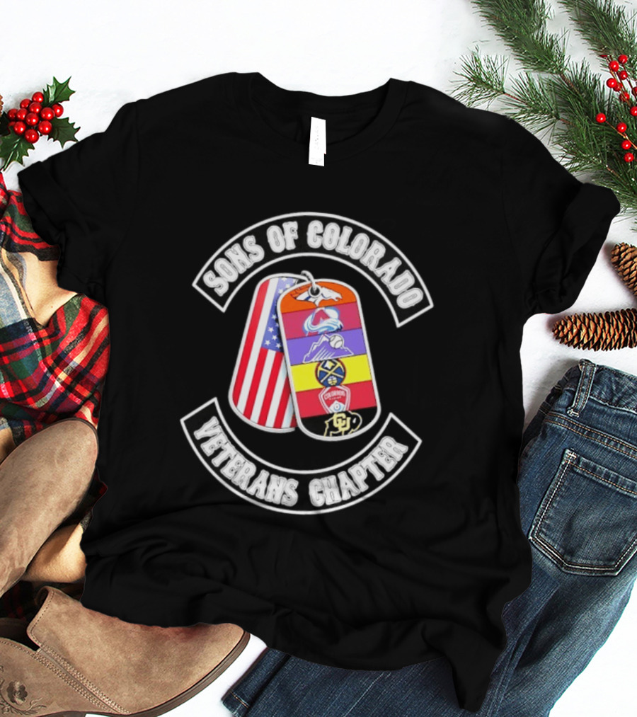 Sons Of Colorado Veterans Chapter Avalanche Rockies Nuggets Buffaloes American Flag T-Shirt
