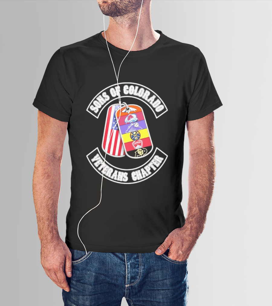 Sons Of Colorado Veterans Chapter Avalanche Rockies Nuggets Buffaloes American Flag T-Shirt