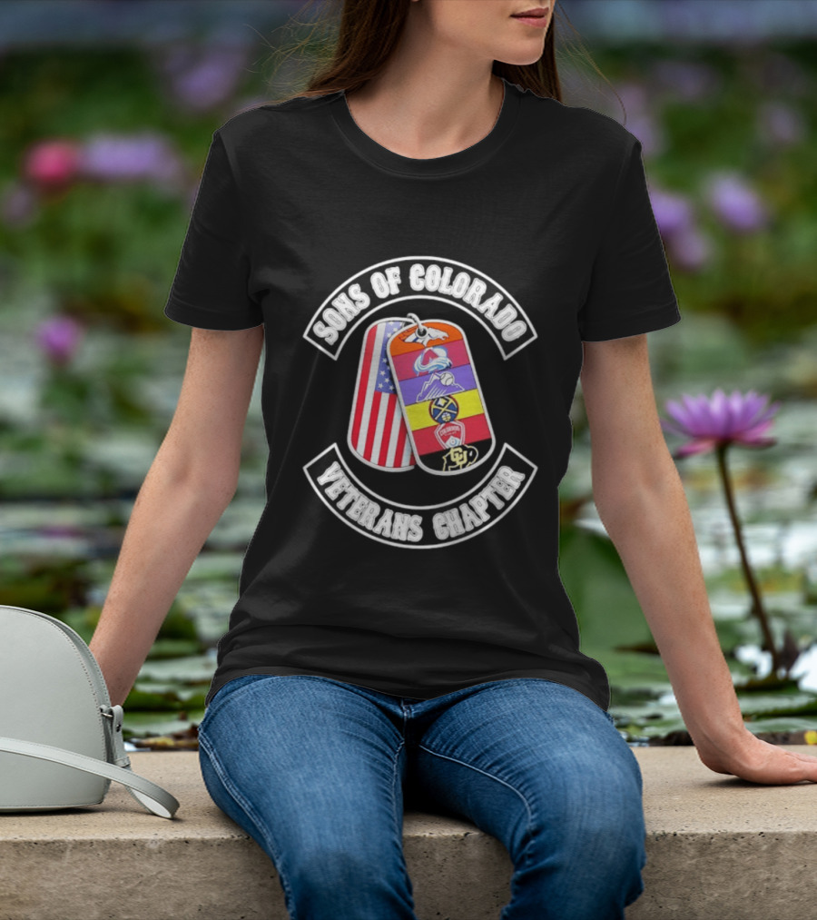 Sons Of Colorado Veterans Chapter Avalanche Rockies Nuggets Buffaloes American Flag T-Shirt