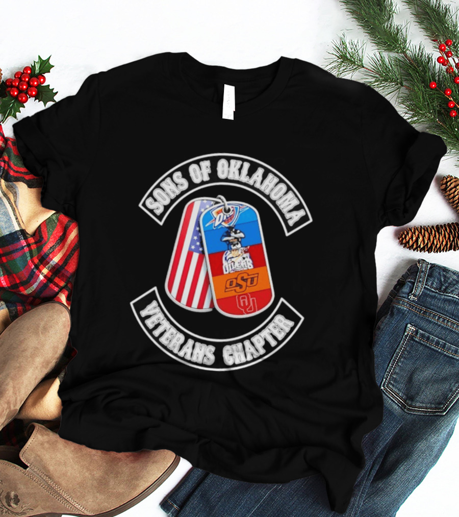 Sons Of Oklahoma Veterans Chapter OKC Thunder Tulsa Oilers American Flag Oklahoman Pride T-Shirt