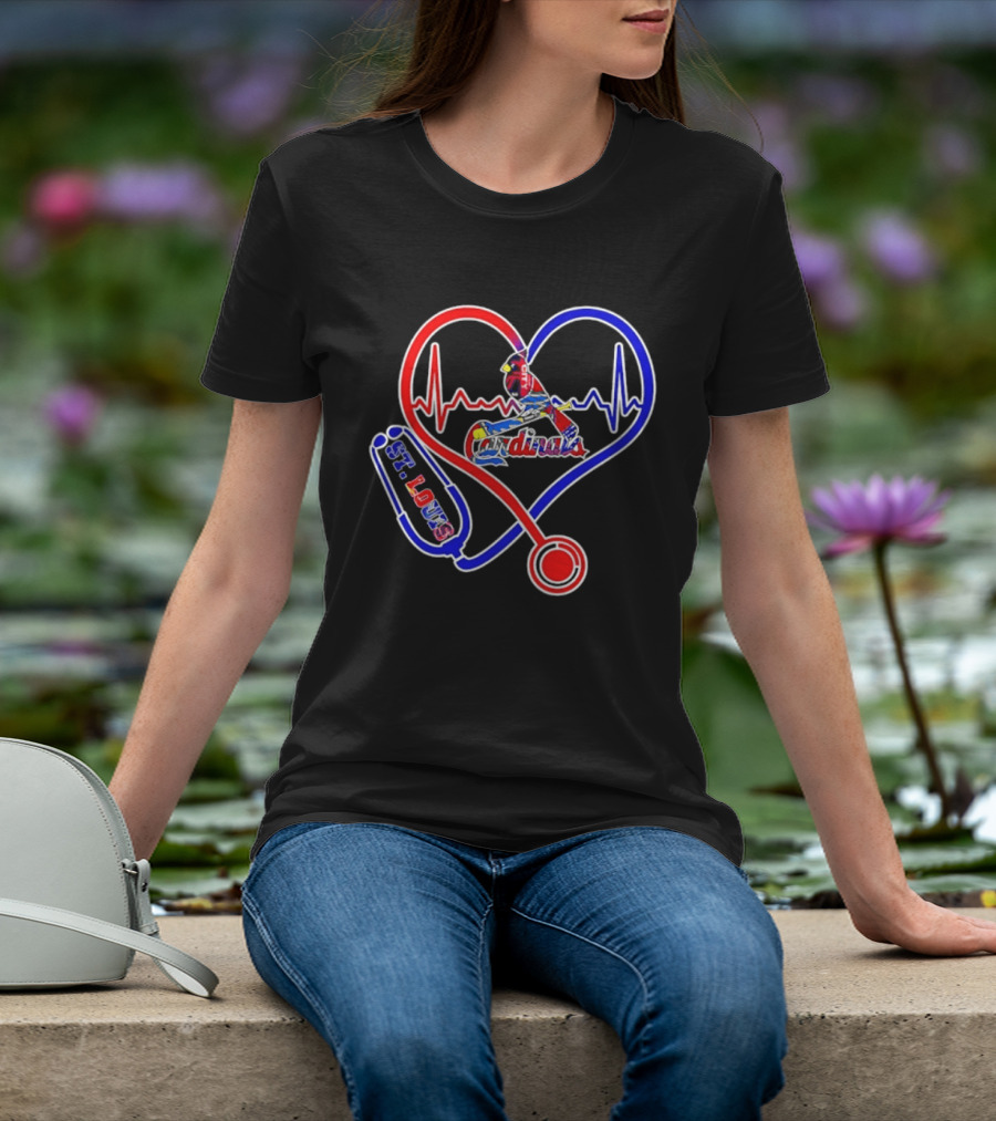 St Louis Cardinals Heartbeat Stethoscope Fan Pride T-Shirt
