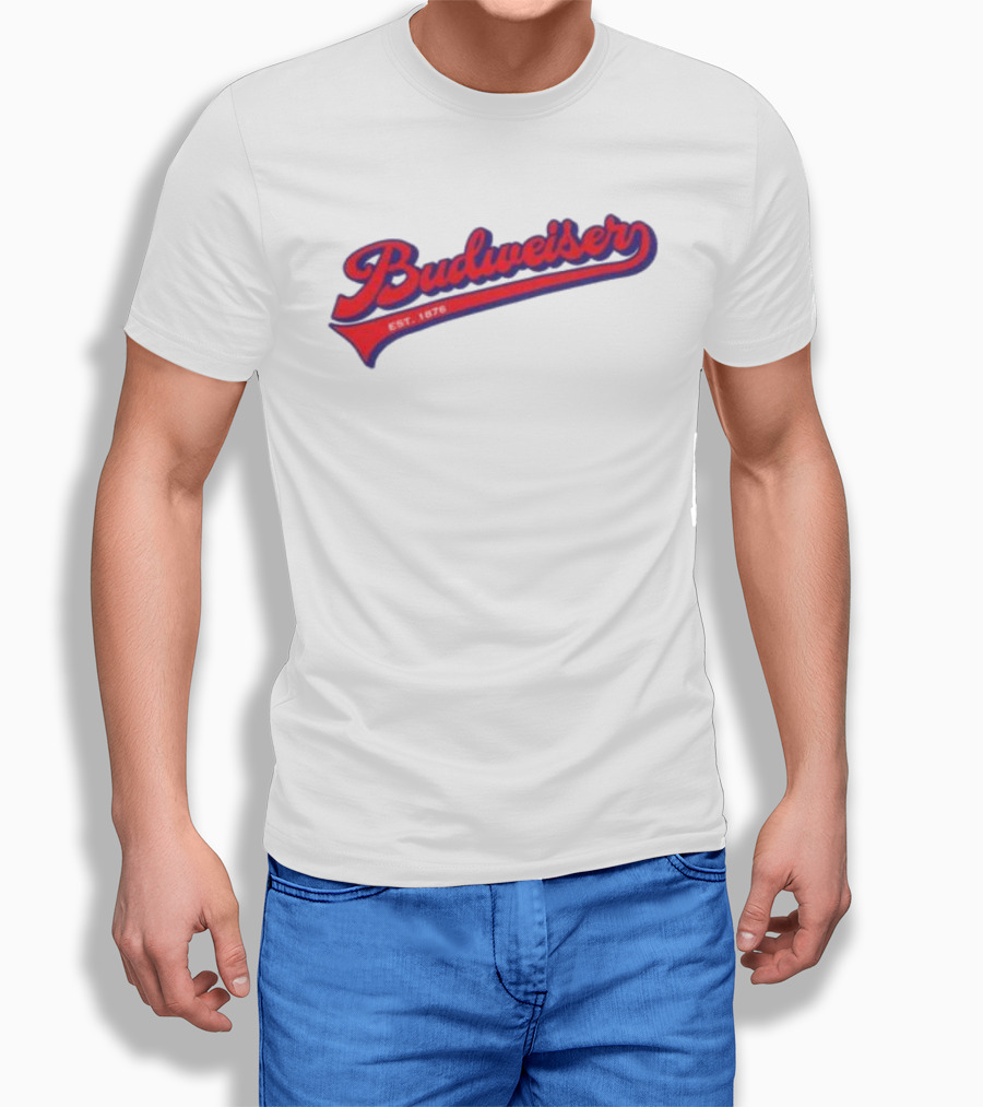 Budweiser Baseball Script Logo Retro Style Beer Shop T-Shirt