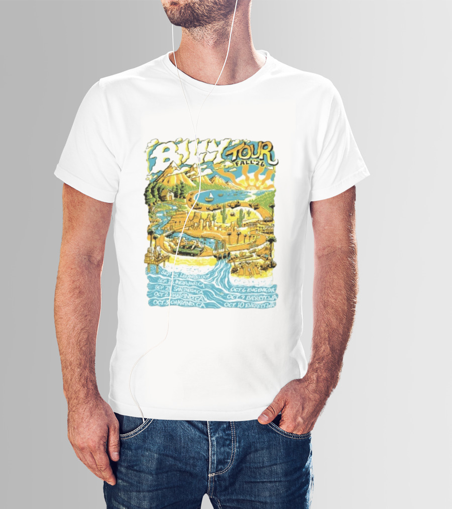 Billy Tour Fall '26 West Coast Concert Dates San Diego Oakland Eugene Everett T-Shirt